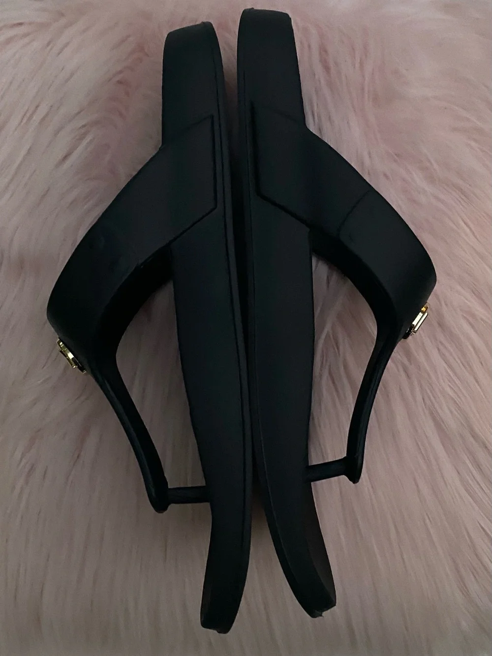 Michael Kors Lilie Jelly Sandals Black Thongs / Gold Size 11